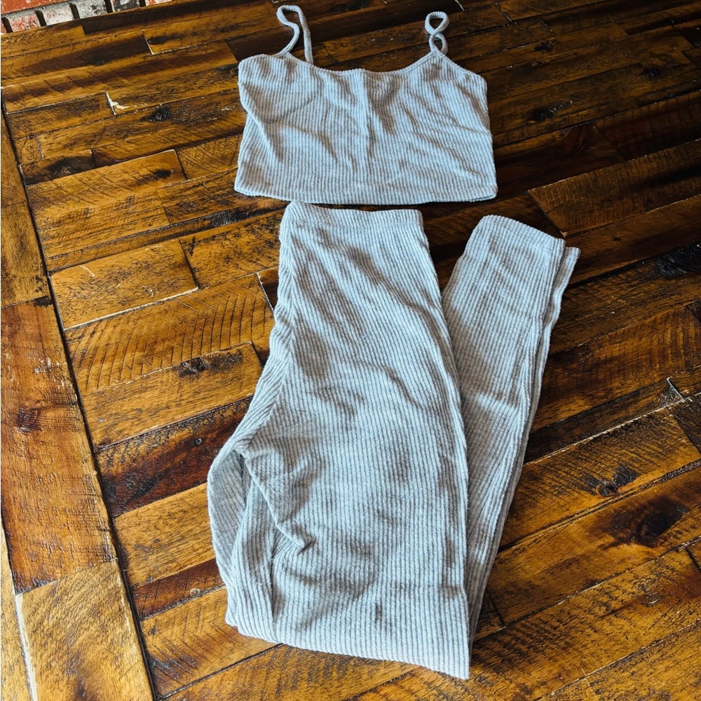 Fashion Nova Light Gray Ribbed Knitwear 3 Set
